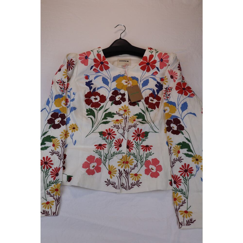 NEW Boden Salibury Puff Sleeve Jacket Women's Floral Linen Button Up Size 20/22 - Picture 2 of 4
